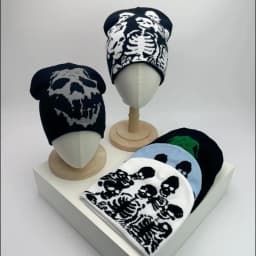 Skull Grimace Wool Bucket Knitted Hats Color Block Warm Comfortable Autumn and Winter Versatile Punk Fashion Hip Hop Street Ins