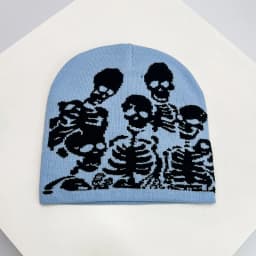 Skull Grimace Wool Bucket Knitted Hats Color Block Warm Comfortable Autumn and Winter Versatile Punk Fashion Hip Hop Street Ins