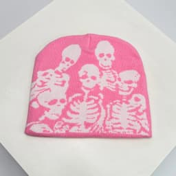 Skull Grimace Wool Bucket Knitted Hats Color Block Warm Comfortable Autumn and Winter Versatile Punk Fashion Hip Hop Street Ins