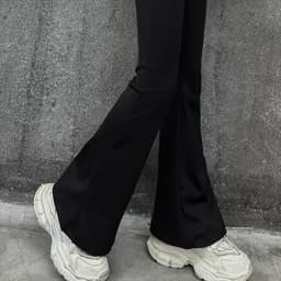 Fashionable And Comfortable High Elasticity High Waist Black Flared Yoga Pants, Suitable for girls aged 4-13