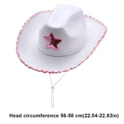 Summer Women Girls Adult Size Neck Draw String Adjustable Cow Girl Hat White Cowgirl Hat Cowboy Hat Pink Star