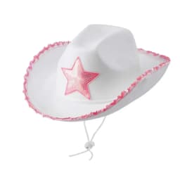 Summer Women Girls Adult Size Neck Draw String Adjustable Cow Girl Hat White Cowgirl Hat Cowboy Hat Pink Star