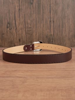 1pc Men's Western Style Distressed Pattern Leather Belt, Versatile Accessory For Jeans