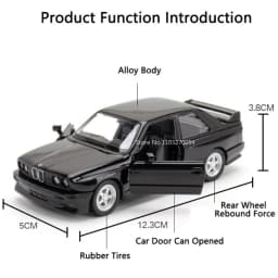 Scale 1/36 BMW M3 Alloy Model Toys Die Casting Alloy Model Door Can Be Opened Pull Back Toys Decorations Birthday Gift for Boy