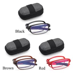 TR90 Folding Reading Glasses with Zipper Case Women Men Portable Lightweight Presbyopia Eyeglasses Square Magnifying Eyewear