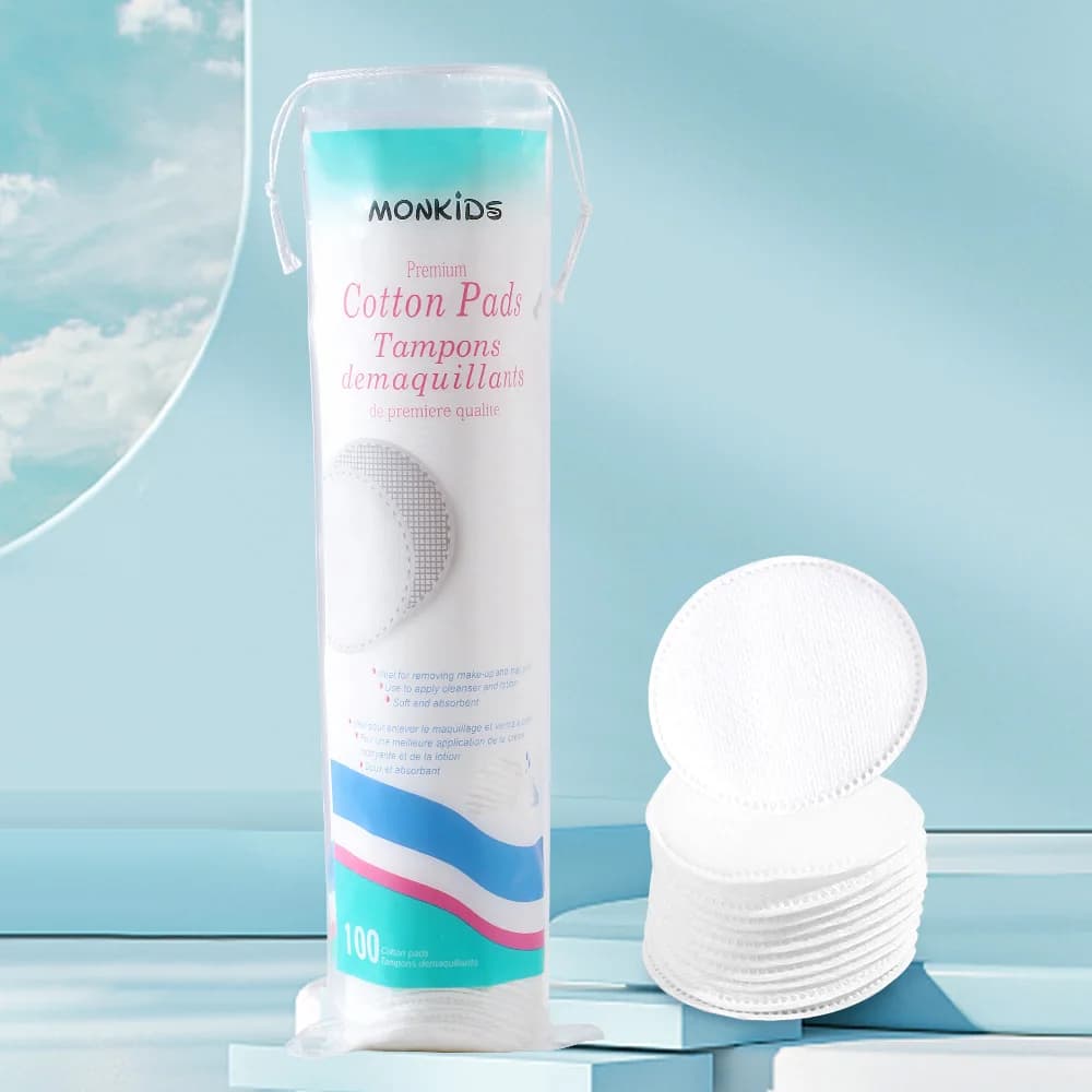 100pcs Soft and Breathable Circular Makeup Remover Pads, Double-Sided Textured Cotton Pads, Used for Daily Facial Cleansing