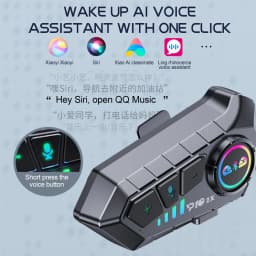 KEBIDUMEI 1/2x Motorcycle Intercom Headset Helmet BT 5.3 For 2 Riders Intercommunicator 300M Waterproof Music Sharing Interphone