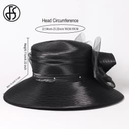 FS Luxury Wedding Bridal Party Hats For Women Bow Bowler Hat Elegant Satin Cloth Wide Brim Flat Top Sun Visor Cap Female Hat