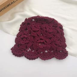 Breathable Hollowed Out Baotou Hat Casual Handmade Knitted Hat Flowers Spring Summer Cap for Women