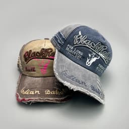 New Unisex Distress Hip Hop Letter Embroidery Baseball Hats Breathable Versatile Fashion Retro Ins Broken Personal Peaked Caps