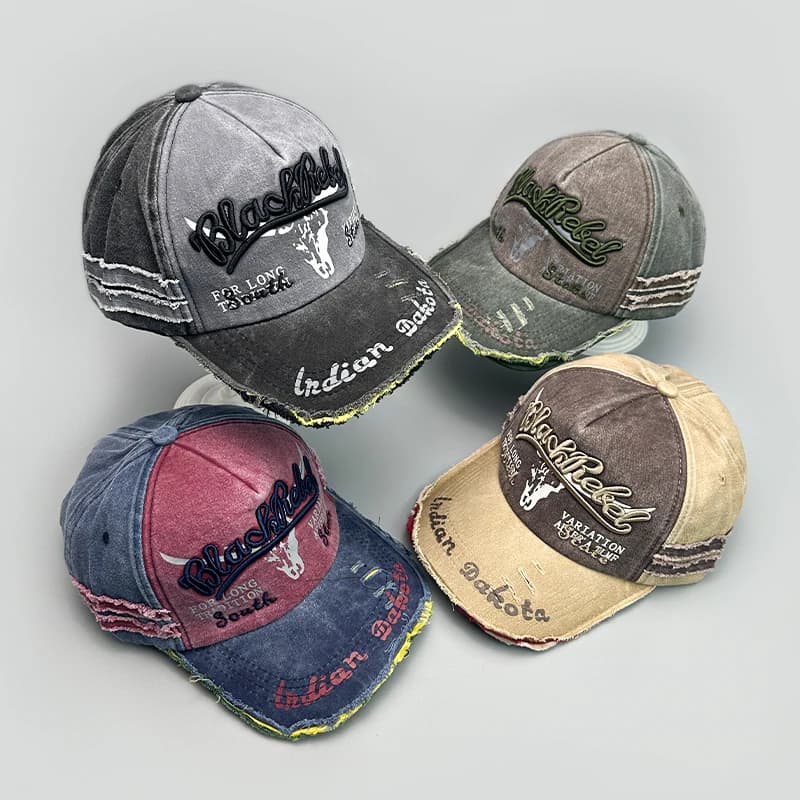 New Unisex Distress Hip Hop Letter Embroidery Baseball Hats Breathable Versatile Fashion Retro Ins Broken Personal Peaked Caps