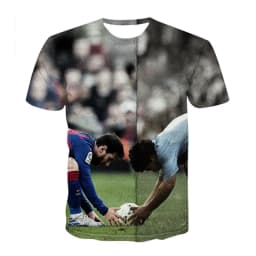 Summer hot selling fashionable football star creative 3D printing support football fan personalized casual T-shirt