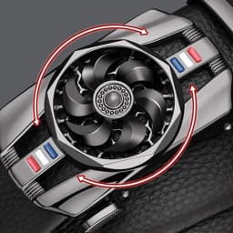 Mens Business Style Belt "Luck Is On The Turn" Leather Strap Male Waistband Rotatable Buckle Belts For Men Girdle Belts