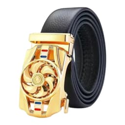 Mens Business Style Belt "Luck Is On The Turn" Leather Strap Male Waistband Rotatable Buckle Belts For Men Girdle Belts
