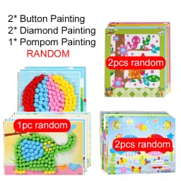 Children DIY Stickers Toys Button/Pompom/Diamond Early Education Kids Puzzle Handmade Creative Painting 3-6 Years Old Gifts TMZ