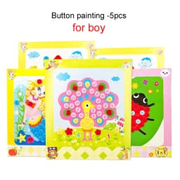 Children DIY Stickers Toys Button/Pompom/Diamond Early Education Kids Puzzle Handmade Creative Painting 3-6 Years Old Gifts TMZ