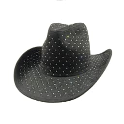 Cowboy hat with rhinestones drawstring spring and autumn fisherman hat men and women curled brim outdoor western cowboy hat