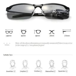 Polarized Photochromic Sunglasses for Man Aluminum Magnesium Frame Top Lens Driving Day and Night Vision Goggles Sun Glasses