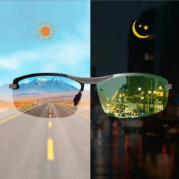Polarized Photochromic Sunglasses for Man Aluminum Magnesium Frame Top Lens Driving Day and Night Vision Goggles Sun Glasses