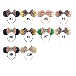 1pc Chic Mouse Ears Headband Sequins 5"Bow Hairband For Girls Women Holiday Festival Party DIY Women Hair Accessories Gift