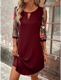 Luxury Dress Women's Perspective Mid Sleeve Printed Round Neck Mini Skirt Summer New Year Party Dress