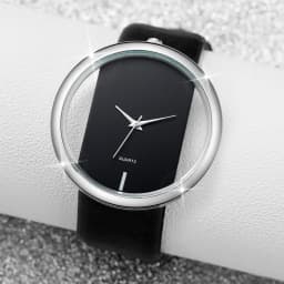 2PCS Couple's Watches Fashion Hollow Out Dial Women’s Watch Leather Band Analog Quartz Wristwatch(Without Box)
