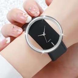 2PCS Couple's Watches Fashion Hollow Out Dial Women’s Watch Leather Band Analog Quartz Wristwatch(Without Box)