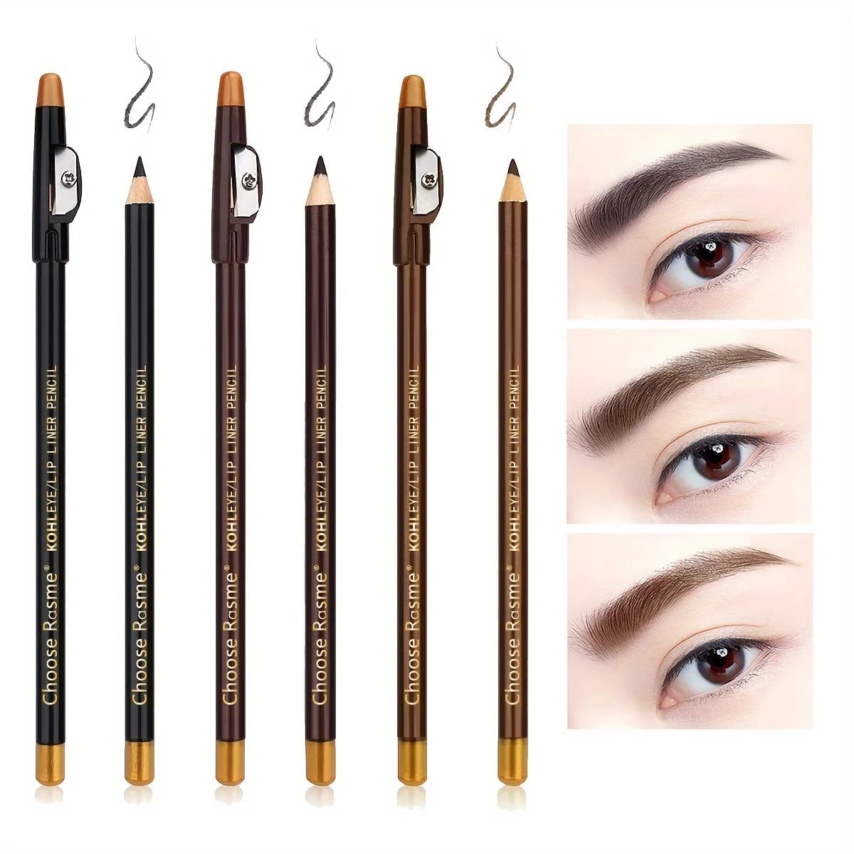 12pcs Black/Brown/Dark Brown Eyebrow Pencil Sharpener Eyebrow Pencil with Sharpener Eyebrow Line Lasting