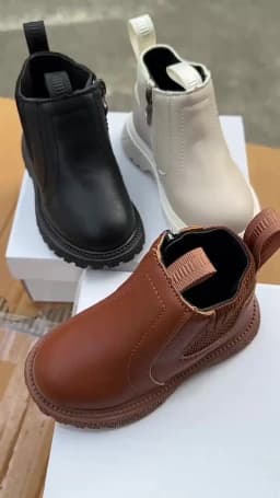 Kids Short Boots Fashion Boys Shoes Autumn Winter Leather Children Boots Non-Slip Toddler Girls Boot Toddler Snow Shoes