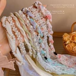 French pearl streamer tied hair integrated headband girl premium braided hair braided hairband hairpin headpiece beach vacation