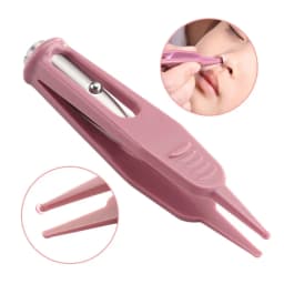 Safety Forceps with LED Light Baby Dig Booger Clip Infants Clean Ear Nose Navel Safety Tweezers Safe Forceps Cleaning Supplies