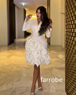 Customized Casual Jersey Pleat A-line V-neck Knee Length Dresses Prom Dresses Simple Retro Fashion Elegant Exquisite High Qualit