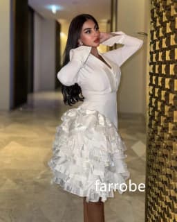 Customized Casual Jersey Pleat A-line V-neck Knee Length Dresses Prom Dresses Simple Retro Fashion Elegant Exquisite High Qualit