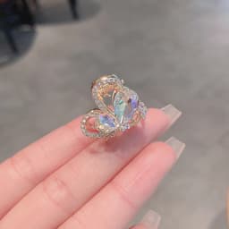 Shining Crystal Rhinestone Butterfly Hair Claw Mini Princess Head Top Clip High-end Side Bangs Clip Women's Hair Accessories