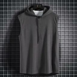 Mens Sleeveless Hooded Tank Tops Summer Gym Bodybuilding Fitness Sport Workout Singlet Solid Color Sports Vest