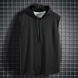Mens Sleeveless Hooded Tank Tops Summer Gym Bodybuilding Fitness Sport Workout Singlet Solid Color Sports Vest