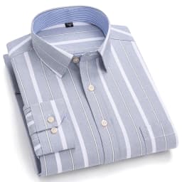 Men's Social Shirts Long Sleeve 100%Pure Cotton Oxford Buttoned Plaid Formal Male Casual Clothes Oversized Shirt Plus Size S-7XL