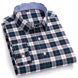 Men's Social Shirts Long Sleeve 100%Pure Cotton Oxford Buttoned Plaid Formal Male Casual Clothes Oversized Shirt Plus Size S-7XL