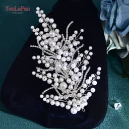 YouLaPan Bride Pearl Headband Rhinestone Chain Wedding Women Hair Pieces Handmade Headwear Trendy Party Hair Accessories HP739