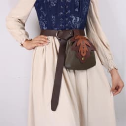 UYEE Medieval Belt Elf Leaf Waist Bag Renaissance Belt Cosplay Copper Coin Waist Bag Skirt Buckle Prop Leather Belt Halloween