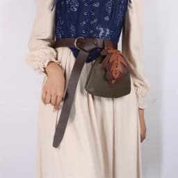 UYEE Medieval Belt Elf Leaf Waist Bag Renaissance Belt Cosplay Copper Coin Waist Bag Skirt Buckle Prop Leather Belt Halloween