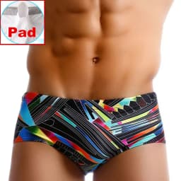 Men Swimwear Brazilian Traditional Cut Swimsuits Swim Bikini Surf Boxer Briefs Board Shorts Trunks Black and Red Sunga