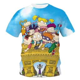 Summer fashion, novelty, creativity, 3D printing, anime character printing, fun, casual, comfortable short sleeved T-shirt