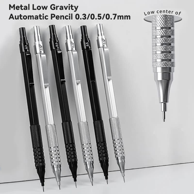 0.3 0.5 0.7 mm Mechanical Pencil Low Center of Gravity Metal Writing Art Drawing Painting Automatic Pencil Office School Supply