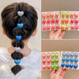 12PCS Candy Colored Heart-shaped Lovely Girls Elastic Hair Bands Princess Hair Accessories Children Hair Ties Baby Headwear