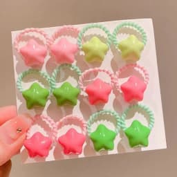 12PCS Candy Colored Heart-shaped Lovely Girls Elastic Hair Bands Princess Hair Accessories Children Hair Ties Baby Headwear