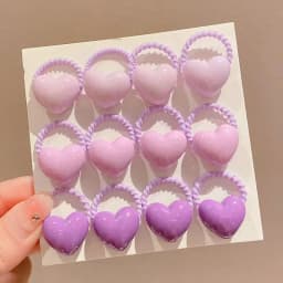 12PCS Candy Colored Heart-shaped Lovely Girls Elastic Hair Bands Princess Hair Accessories Children Hair Ties Baby Headwear