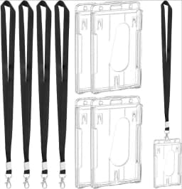 Credential Holder Hard Plastic Identification Card Holder Transparent Hanging Card Holder With Lanyards Credentials Stationery