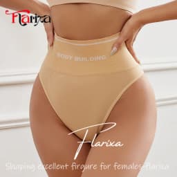 Flarixa Seamless High Rise Thong Women Shaping Panties Tummy Control Body Buiding Pants Slimming Shaper Underwear Brief G-string