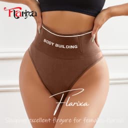 Flarixa Seamless High Rise Thong Women Shaping Panties Tummy Control Body Buiding Pants Slimming Shaper Underwear Brief G-string